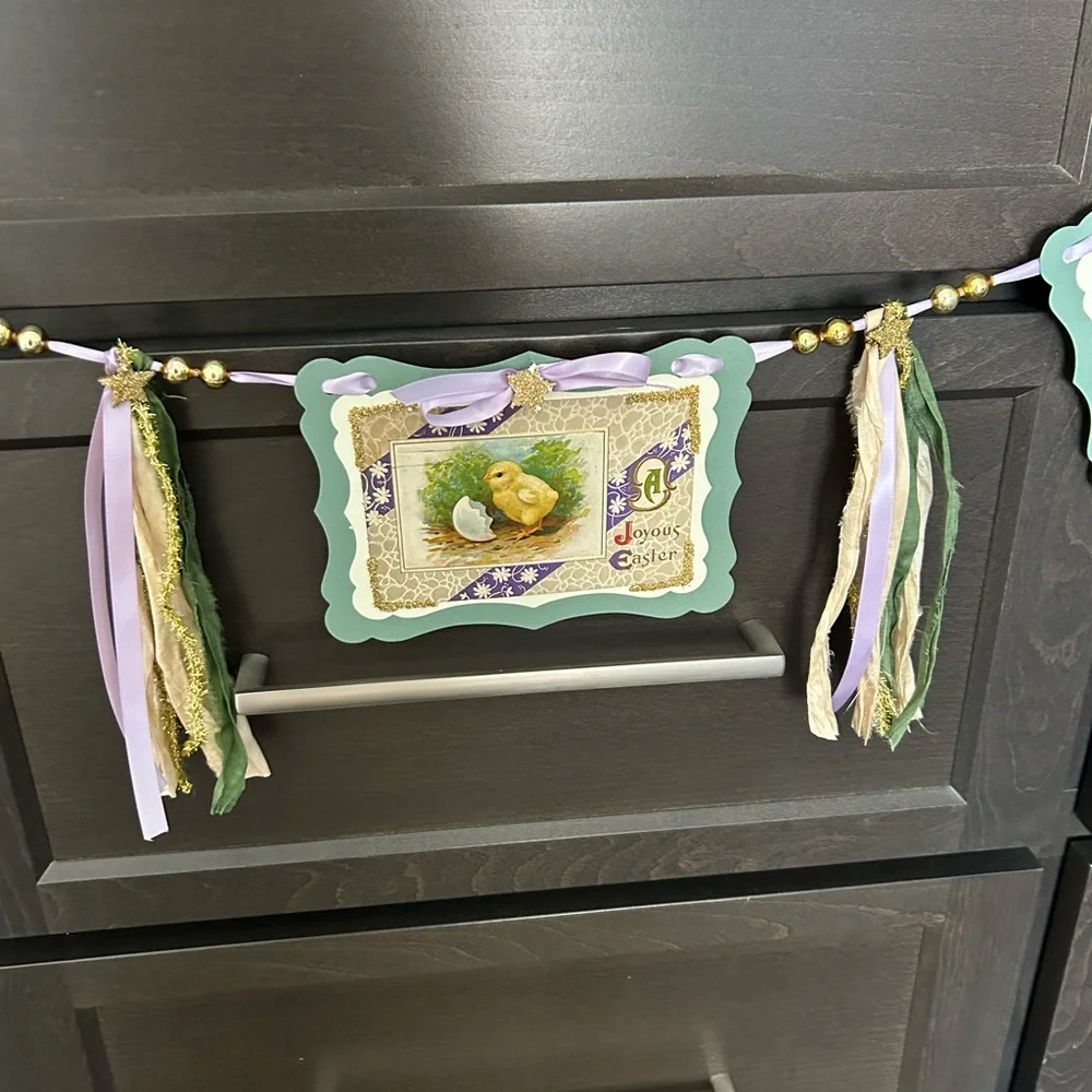 Easter postcard 1900’s vintage repurposed Holiday garland